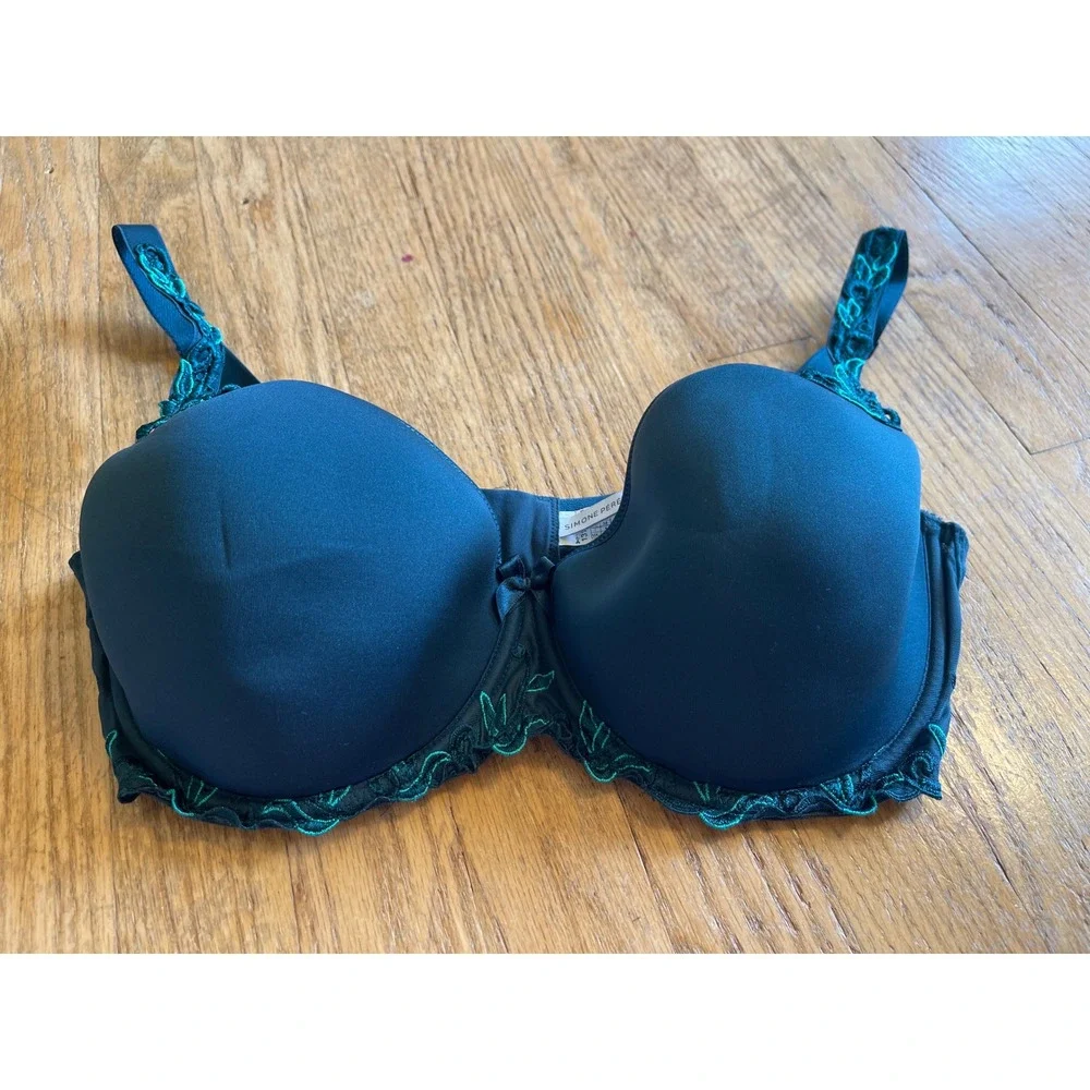 Simone Perele Andora 3D Molded Bra Teal Blue Lace 36F 131343 Underwire
